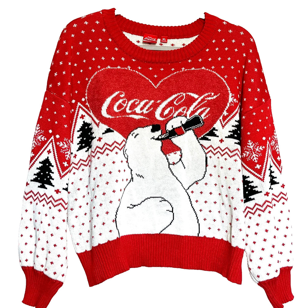 Coca Cola Polar Bear Winter Ugly Sweater XL Holiday Festive Nordic Fair Isle